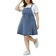 thumbnail image 4 of Vestido de mezclilla de talla grande Agnes Orinda para mujeres, monos con tirantes ajustables, faldas 3X en gris y azul, 4 of 6