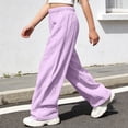 thumbnail image 5 of Krdevn Girls Crinkle Gauze Wide Leg Pants Elastic Waist Casual Summer Kids Solid Trousers,13-14 Years, 5 of 6