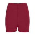 thumbnail image 4 of USSUMA High Waisted Shorts Women Solid Color Hotpants Pull-on Elastic Mid Waist Thick Three Quarter Pants Plus Size Plus Size Lightweight Short Pants Leggings Loose Fit Shorts Wine L, 4 of 4