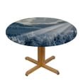 thumbnail image 3 of Orinice Snowy Mountain Trees Round Table Cover Stain Resistant Washable Indoor Outdoor Tablecloth Kitchen Dining Wedding Parties 100% Polyester Fiber 42-46, 3 of 8