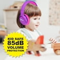 thumbnail image 3 of Contixo Kid Safe 85dB On Ear Auriculares inalámbricos Bluetooth plegables, microteléfono incorporado, entrada y salida de audio (púrpura + rosa), 3 of 3