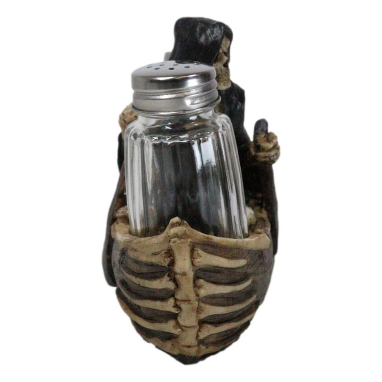Grim Reaper Charon Skeleton Rowing Boat In River Styx Salt Pepper