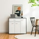 thumbnail image 2 of Costway Mueble buffet, aparador de cocina de madera blanca con mesa espaciosa, gabinetes de 2 puertas, cajón grande, estante ajustable, dispositivo antivuelco, mesa consola para sala de estar en casa, 2 of 4