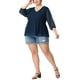 thumbnail image 3 of Blude mujer de talgrande con puntos suizos y cuello en V Peplum Top Blusas Azul Oscuro 4XL, 3 of 6