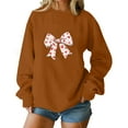 thumbnail image 2 of Hfnxid Sweatshirt for Women Bow Graphic Long Sleeve Shirt Casual Comfy Crewneck Blouse Fashion Lightweight Going Out Pullover Tops Coffee XXL, 2 of 6