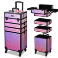 thumbnail image 1 of Byootique Mermaid Pink 4in1 Rolling Makeup Train Case Cosmetic Organizer Wheel, 1 of 10