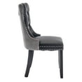 thumbnail image 3 of Tcbosik Upholstered Dining Chairs Set of 2, PU and Velvet Modern Kitchen Chair with Tufted Button Back and Solid Wood Legs, Easy Assembly, Black+Gray, 3 of 11