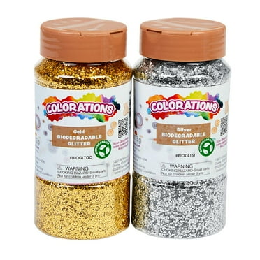 Colorations Biodegradable Glitter - Gold & Silver each 4oz