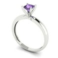 thumbnail image 2 of Solitaire Engagement Ring for Women - 0.5ct Simulated Alexandrite in 14K White Gold Promise Ring, 2 of 5