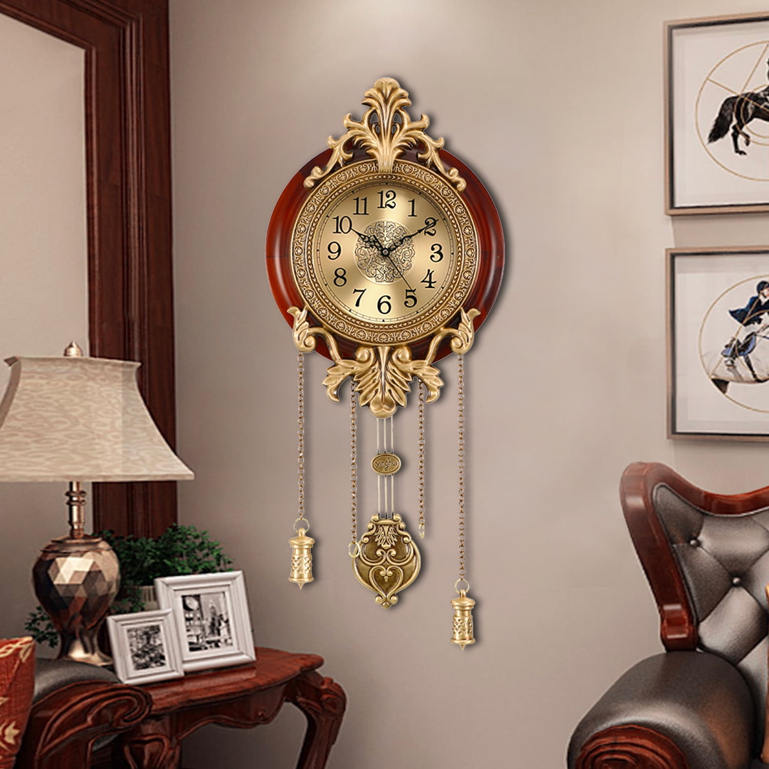 Aero Snail 9" Pendulum Wall Clock, Solid Wood, Battery Operated, Vintage Quartz Clock 205B