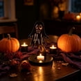 thumbnail image 5 of Linnome Black Wood Halloween Candle Holder Hollow Silhouette Ghost Scarecrow Tea Light Stand Anti Tipping Table Centerpiece Indoor Halloween Party Decor, 5 of 6