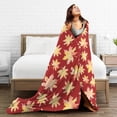 thumbnail image 5 of DouZhe Ultra-Soft Micro Fleece Lightweight Flannel Bed Blanket, Watercolor Yellow Maple Leaves Print Cozy Warm Throw Blankets, 60"x50", 5 of 7