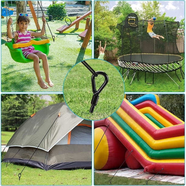 Kit D'ancrages Au Sol Kamfwert – Lot De 4 Pieux En Spirale Avec Adaptateur Pour Trampoline, Tente, Bâche, Balançoire