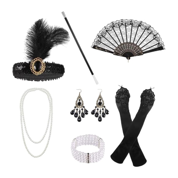 Conjunto de accesorios para mujer de los años 20, diadema, accesorios para fotografía, tocado para vestido elegante Estilo B