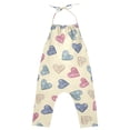 thumbnail image 2 of Girls' Jumpsuits Rompers Summer Casual Sleeveless Rompers With Pockets Spaghetti Strap Romper Pink and Blue Heart Pattern 4T, 2 of 7