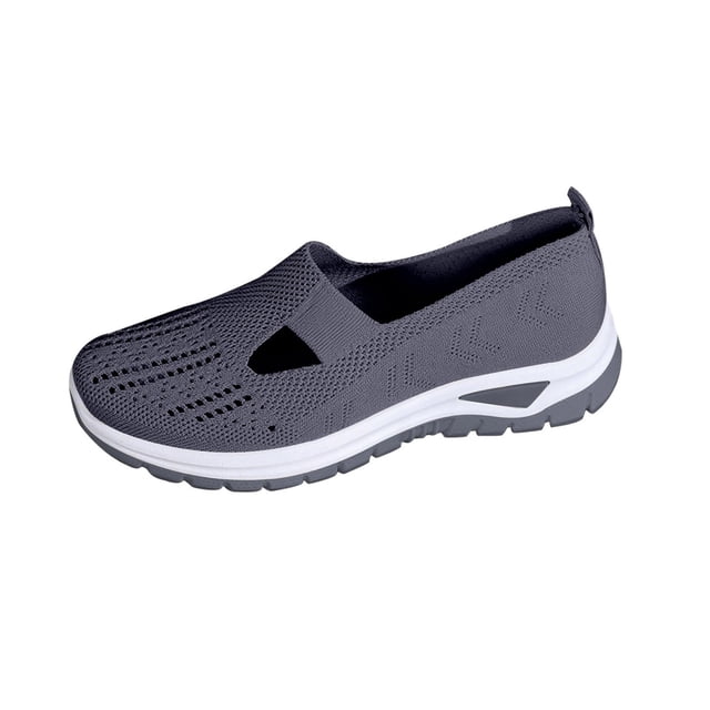 AUDeals Womens Orthopedic Slip On Sneakers Non Slip Arch Support Lightweight Breathable Walking Shoes (Dark Gray, 9)