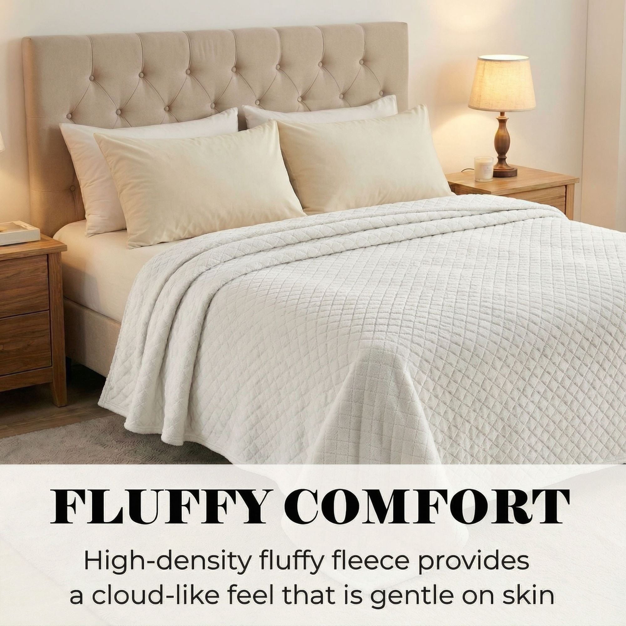 Superior Holly Grid Fluffy Fleece Blanket, King Size, Black