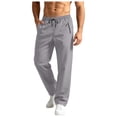 thumbnail image 5 of Men's Casual Pants Drawstring Elastic Waist Chino Pants Straight Leg Slacks Cotton Twill Trousers with Pockets,twill chino pants Light Gray M, 5 of 7