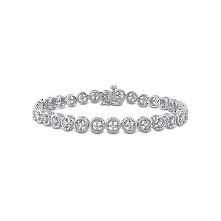 - Miabella 1 Cttw Diamond Sterling Silver Tennis Bracelet, 7