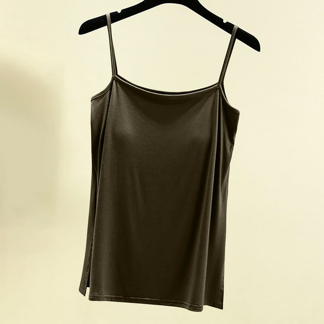 Débardeurs pour Femmes, Débardeur Uni Fendu avec Coussinet de Poitrine Style Mince pour Porter à l'Intérieur et à l'Extérieur Sans Manches Dos Nu Col Rond Camisole
