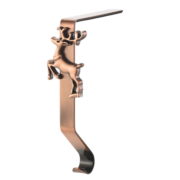 Soporte para medias navideñas para repisa de chimenea, soporte para medias navideñas de metal de bronce brillante para repisa de chimenea, decoraciones navideñas