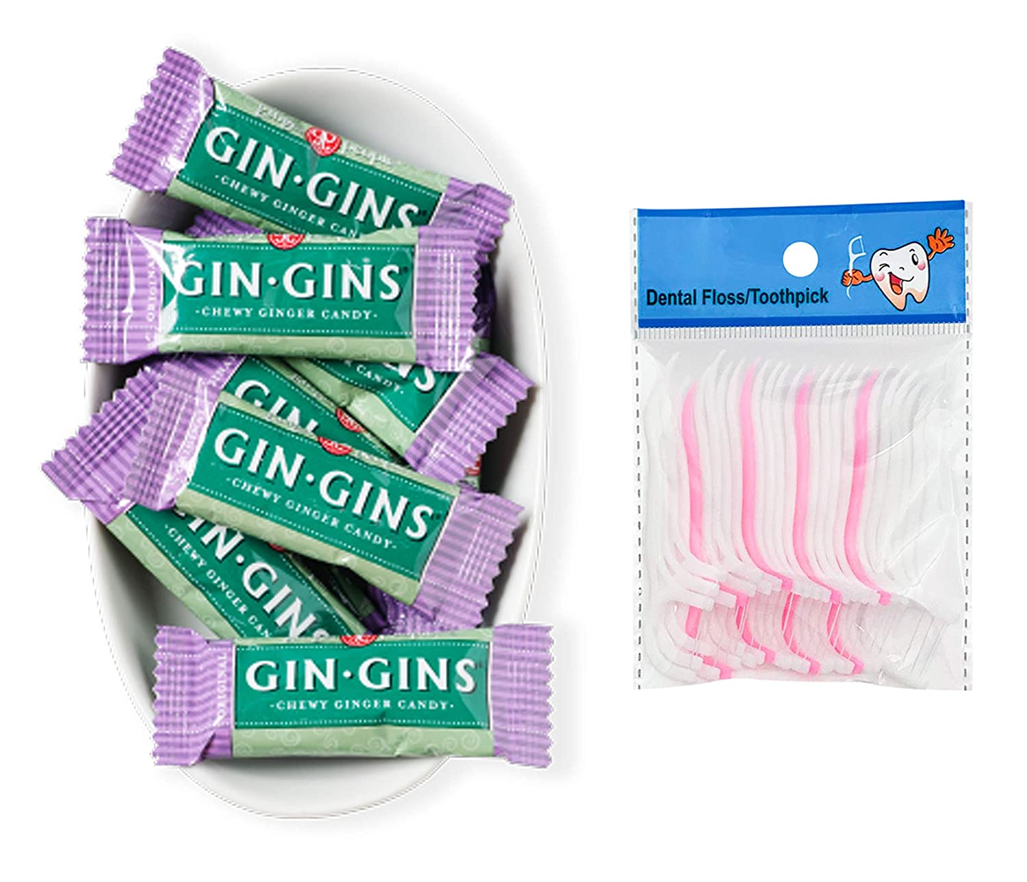 The Ginger People Ginger Chews 4lb with 20ct Dental Flossers in a Prime