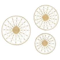 DecMode Brown Dried Plant Basket Plate Wall Decor (3 Count)