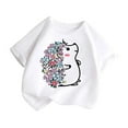 thumbnail image 3 of Toddler Girl Shirts Kid Outwear Graphic Round Neck Short Sleeve Tee Summer Casual Girls' Tops, Tees White 11 Years-12 Years, 3 of 5