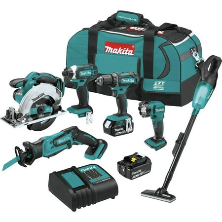Makita-XT614SX1 18V LXT Lithium-Ion Cordless 6-Piece Combo Kit with (2) 3.0Ah Batteries, Charger & Tool Bag