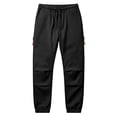 thumbnail image 5 of Work Pants for Men Men's Solid Color Tight Waist Drawstring Casual Sports Multi Pocket Workwear Pants Black L, 5 of 9