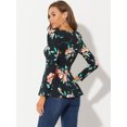 thumbnail image 4 of DARING DIVA Scoop Neck Peplum Blouse Top XL Black-Flower, 4 of 6