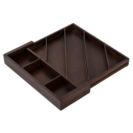 Honey-Can-Do - Expandable Diagonal Bamboo Drawer Organizer with Adjustable Dividers - Walnut