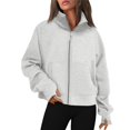 thumbnail image 3 of Women's Solid-color Fashionable Long-sleeved Top Coat for Fall and Winter Seasons, Stylish Outerwear for Daily Use,Light Gray,XL, 3 of 7