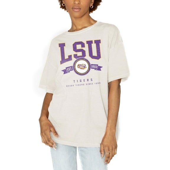 Women's Gameday Couture White LSU Tigers Get Goin' Oversized T-Shirt