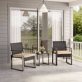 thumbnail image 3 of Aiho 3-Piece Wicker Patio Bistro Set, All Weather Outdoor Chairs Set with Glass Top Table & Soft Cushions, Outdoor Furniture for Garden, Backyard, Balcony, Deck - Beige, 3 of 8