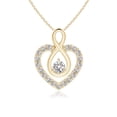 thumbnail image 1 of Angara Natural Diamond Necklace - Diamond Heart Pendant with Infinity Loop in 14K Yellow Gold for Women, 1 of 8