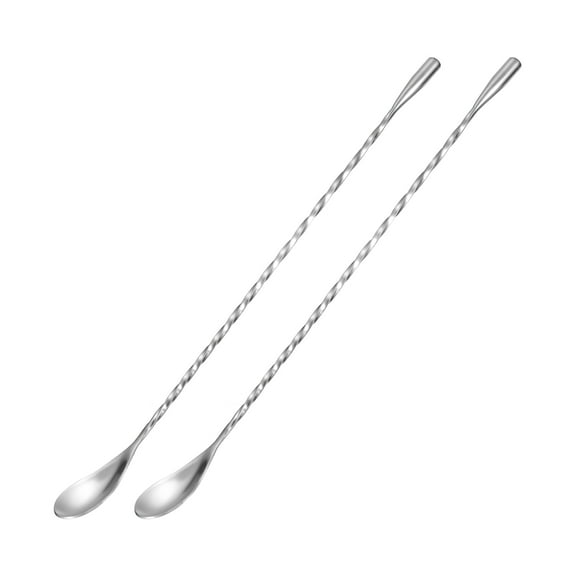 Bar Spoon Cocktail Mixing Spoon, 2 Pack 12 Inch Stainless Steel Long Handle for Mixing Glass or Shaker, Silver
