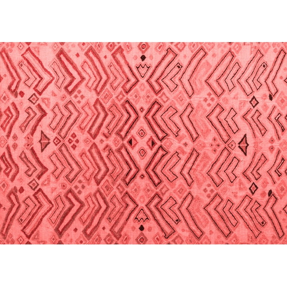 Ahgly Company Indoor Rectangle Abstract Red Modern Area Rugs, 2' x 4'