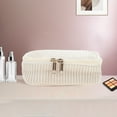thumbnail image 5 of Unique Bargains 1 Pc Multi-functional Square Stripes Makeup Bag for Travel Khaki Corduroy, 5 of 6