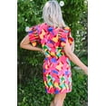 thumbnail image 3 of Ushdele Flirty Red Print Shift Dress - Ruffle Sleeves, Easy Fit, 3 of 8