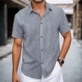 thumbnail image 2 of Mens Dress Shirts Summer Short Sleeve Jacquard Button Down Collared Business Casual Formal Work Shirt, 2 of 6