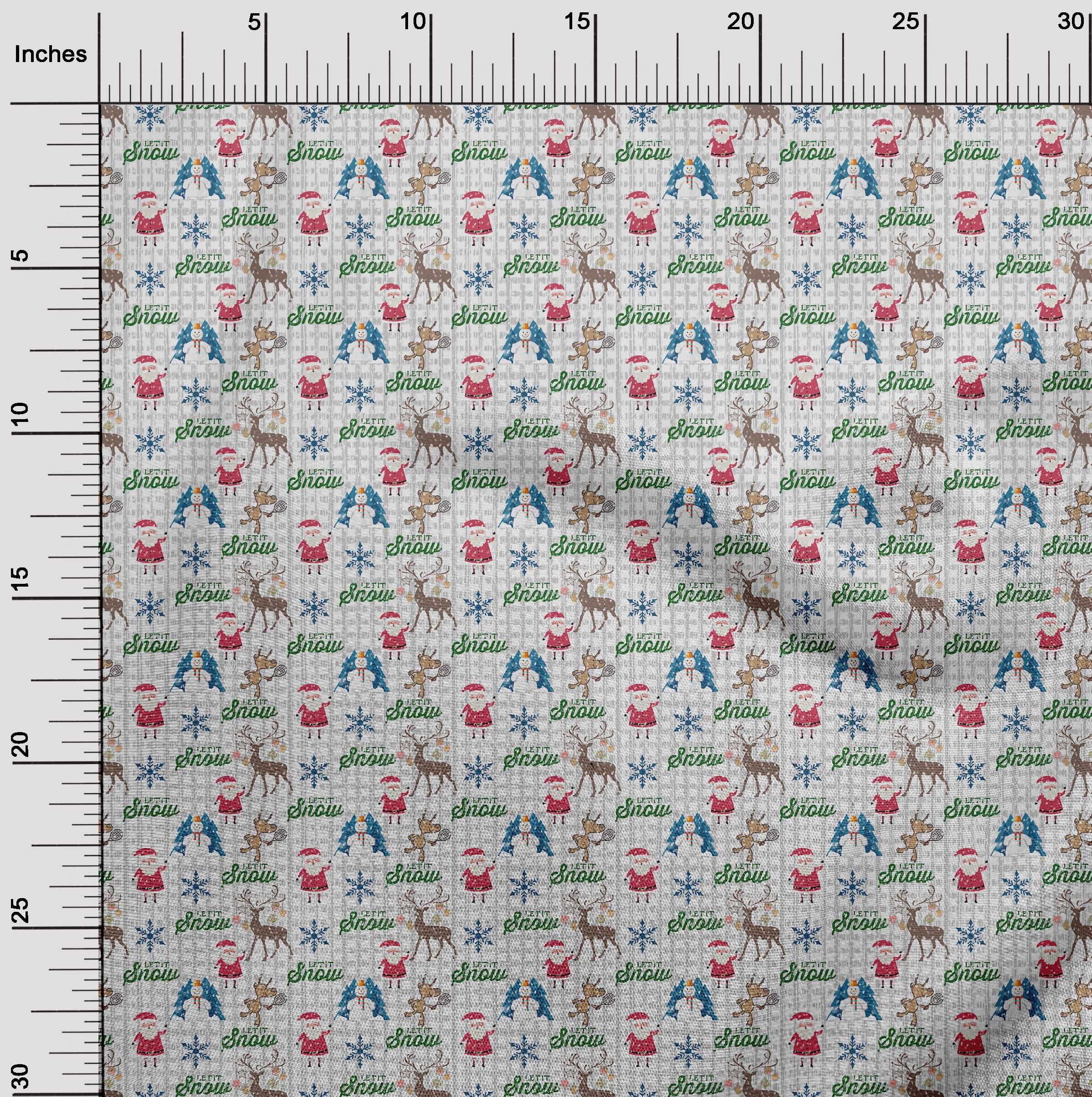 oneOone Cotton Cambric Light Gray Fabric Christmas Christmas Quilting Supplies Print Sewing Fabric By The Yard 42 Inch Wide