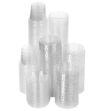 TashiBox 1 oz disposable portion cups with lids, set of 200 - jello shot cups, souffle cups, sampling cups, sauce