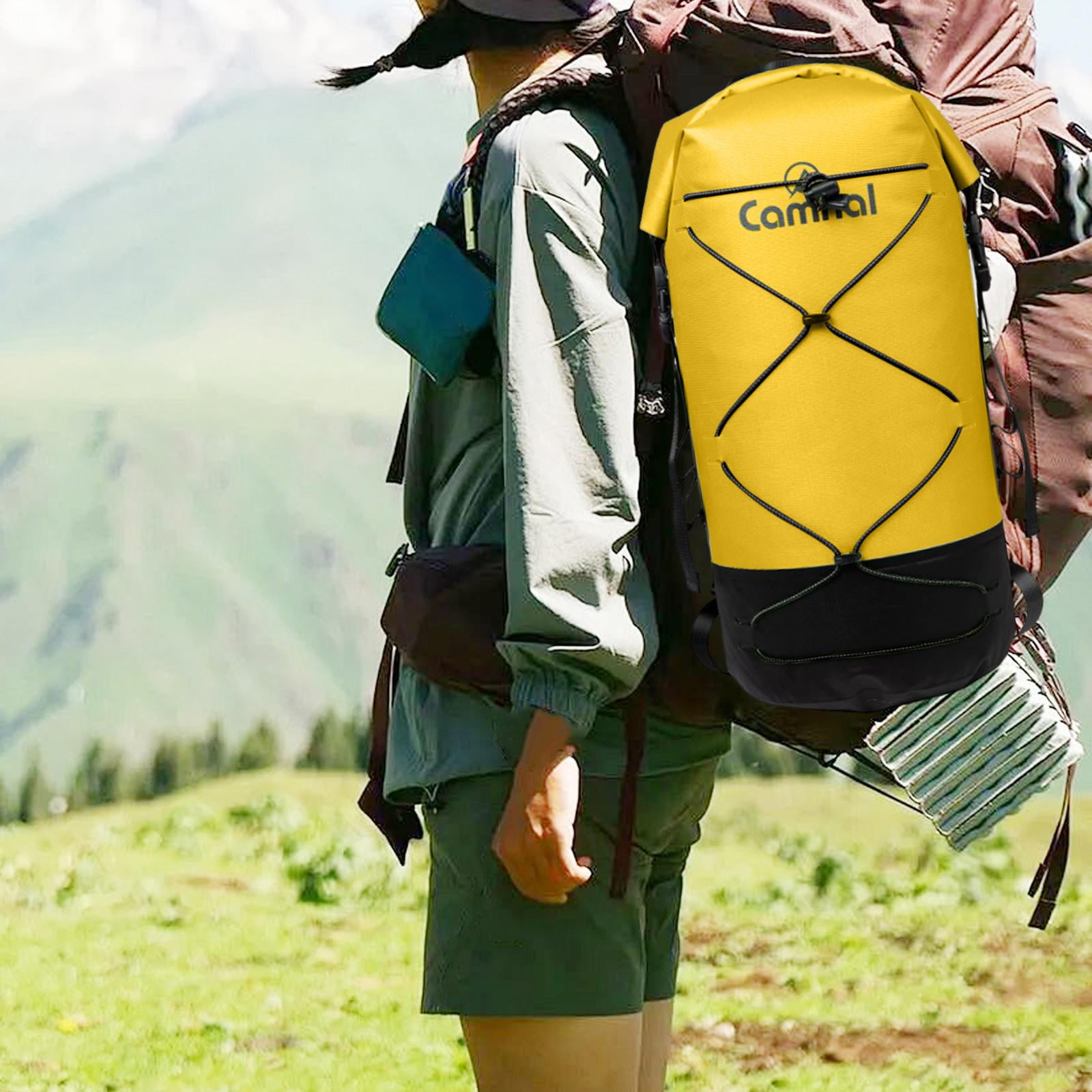 funtasica Waterproof Backpack for Boating, 20L, for Men And Women, for Hiking, Camping, Wet And Dry Separation, for Canoeing, Mountaineering, Snorkeling Yellow