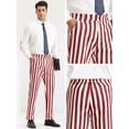 thumbnail image 5 of Unique Bargains Men's Striped Dress Pants Straight Leg Color Block Business Trousers 30 Red White, 5 of 6