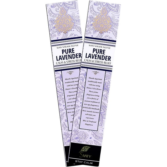 SVATV Ancient Method Lavender Incense Stick with Pack of 2 Incense for Meditation, Yoga, Spiritual, Aromatherapy Energy Cleansing & Calm Down The Mind - 15g x 2 incense | 30g | 1.05oz