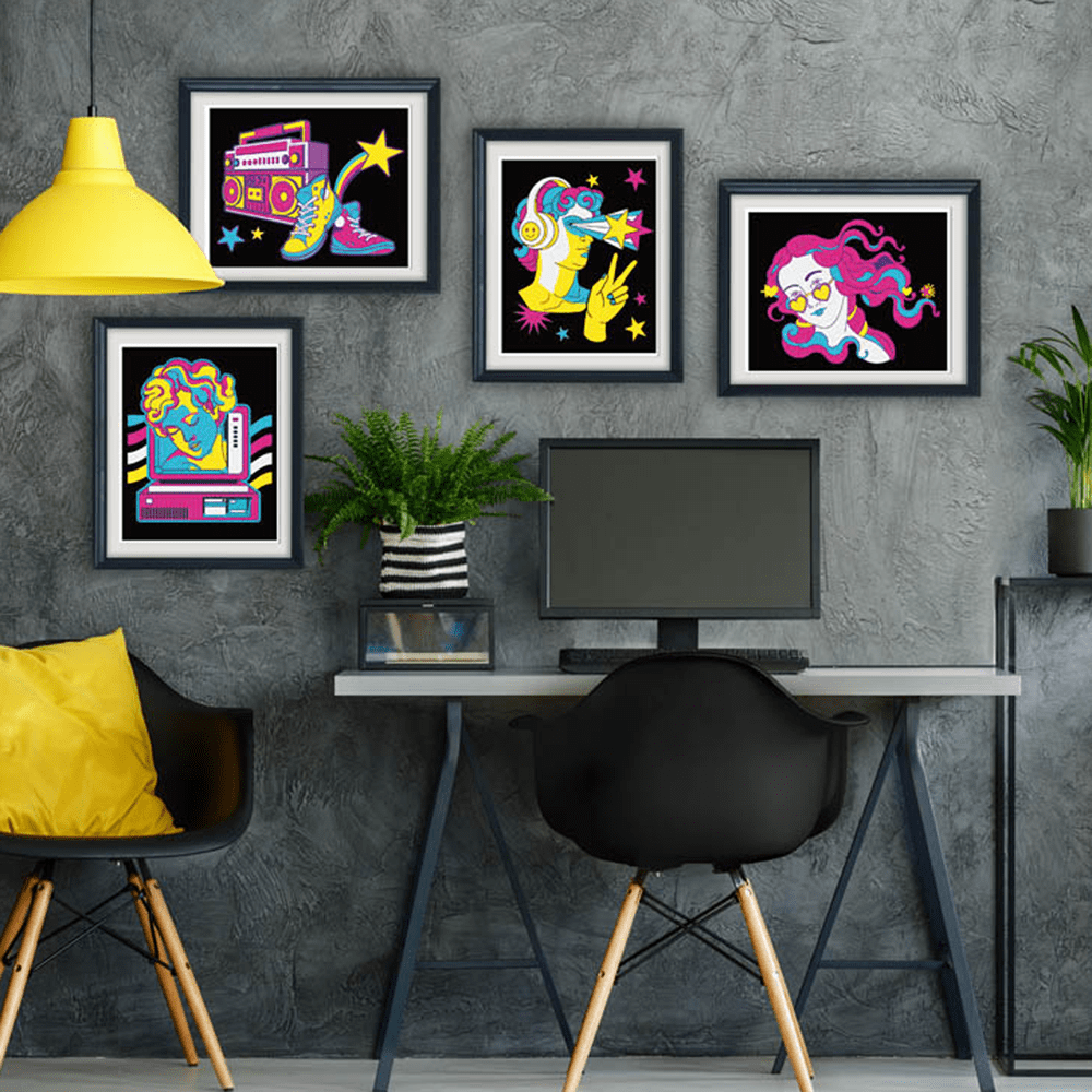 Diamond Dotz Neon Flock Retro Classic Diamond Painting Kits for Adults - Colorful Diamond Art Kits a Relaxing Creative Craft Kit with Dotz Gems 10x8