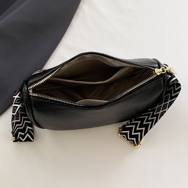 Bolso bandolera para mujer Moda PU Cuero Ocio Viaje Bolso de hombro (Negro)