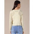 thumbnail image 4 of DARING DIVA Women's Long Sleeve Cropped Knit Button Up Crochet Cardigan S Beige, 4 of 6
