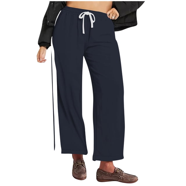 Yuyuzo Workout Pants for Women High Waisted Color Block Drawstring Baggy Lounge Trousers with Pockets